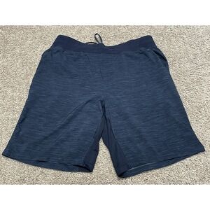 Lululemon Mens T.H.E. Short Lined 10" Blue Plaid Pattern Size Large (L) Running